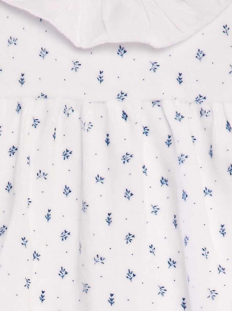 Pelele de terciopelo con estampado de flores BLANCO - Kiabi