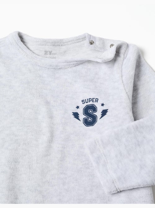 Pelele de terciopelo con estampado Super - Kiabi