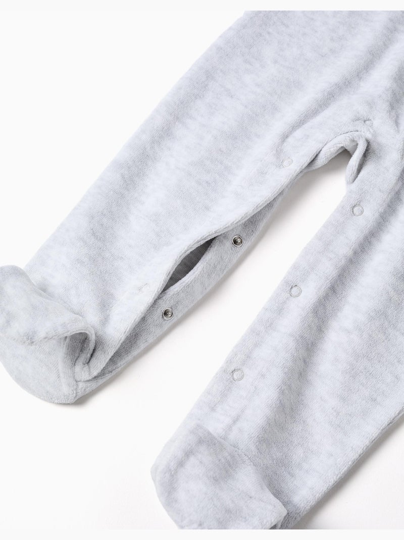 Pelele de terciopelo con estampado Super Gris claro - Kiabi