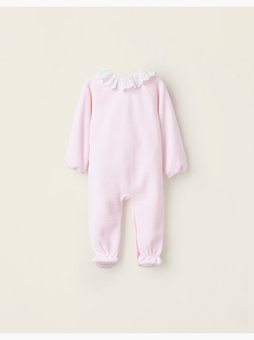 Pelele de terciopelo con lazada y bordado inglés - Kiabi