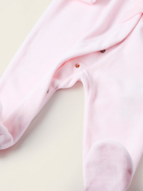 Pelele de terciopelo con lazada y bordado inglés - Kiabi