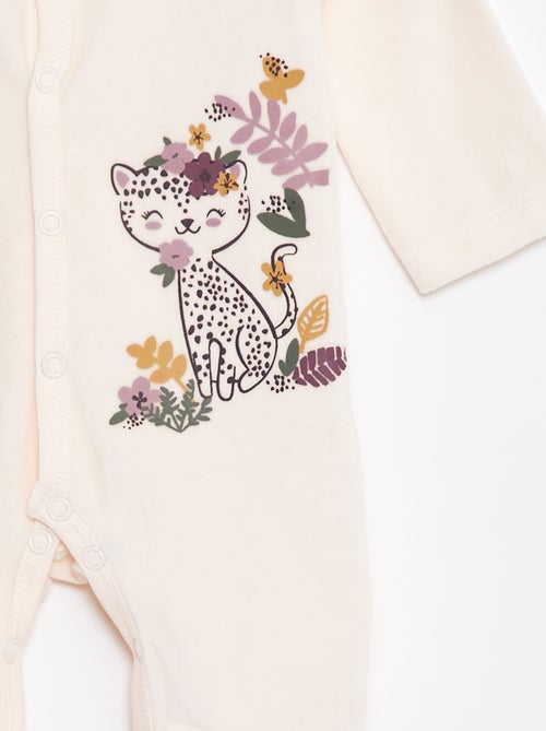 Pelele de terciopelo con pies estampado 'gato' - Kiabi