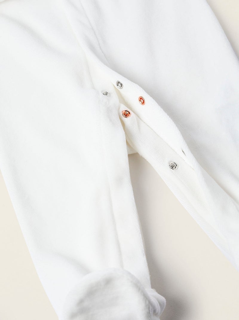 Pelele de terciopelo con textura Blanco - Kiabi