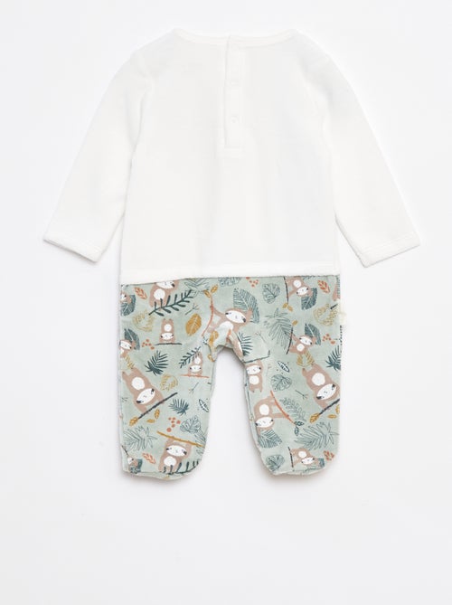 Pelele efecto 2 en 1 de terciopelo con pies - Kiabi