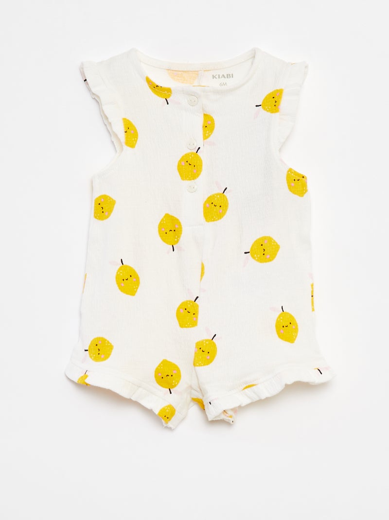 Pelele estampado de punto arrugado BLANCO - Kiabi
