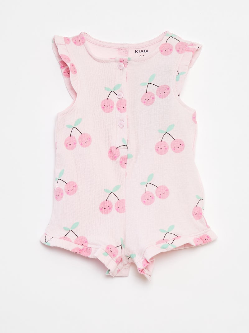 Pelele estampado de punto arrugado ROSA - Kiabi