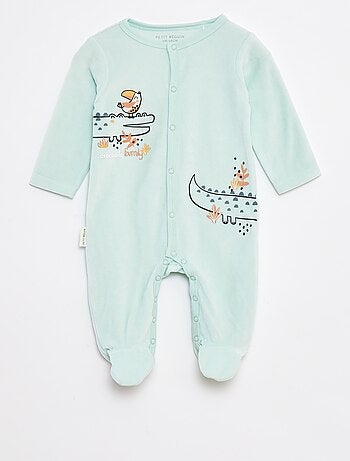 Pelele estampado de terciopelo con pies