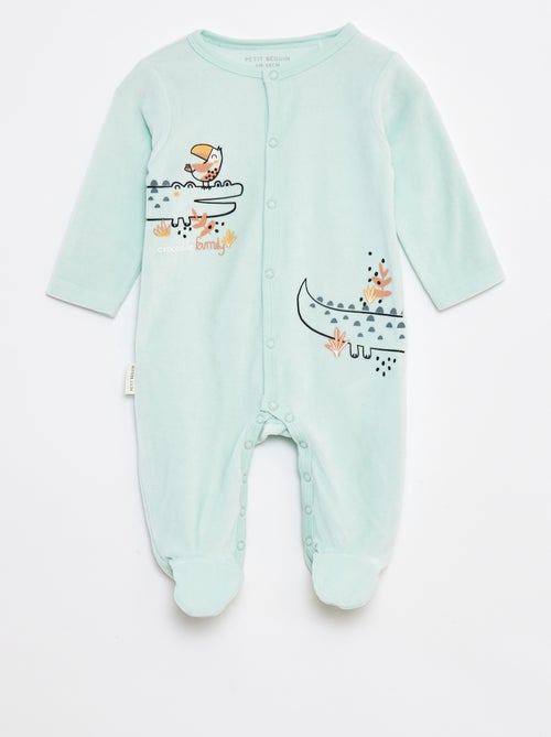 Pelele estampado de terciopelo con pies - Kiabi