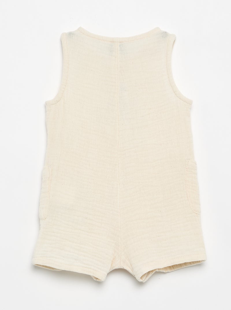 Pelele sin mangas de gasa de algodón Beige - Kiabi