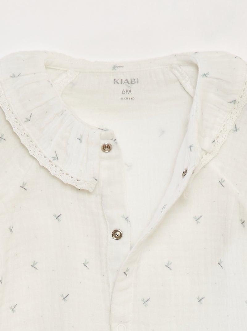 Pelele sin pies con cuello de fantasía BLANCO - Kiabi