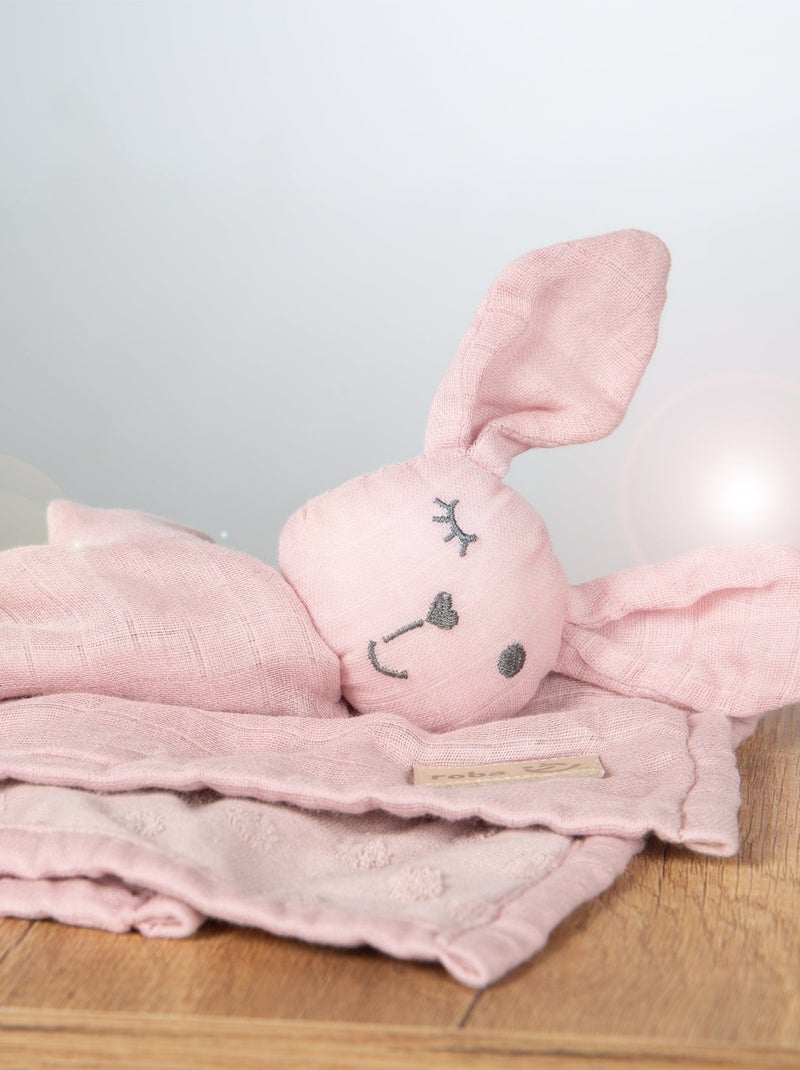 Peluche conejo en algodón orgánico certificado Oeko-Tex 'Roba lil planet' Rosa pastel - Kiabi