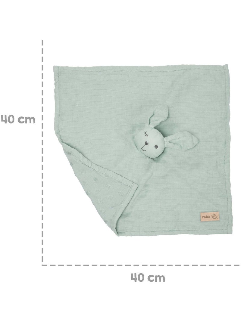 Peluche conejo en algodón orgánico certificado Oeko-Tex 'Roba lil planet' Verde agua - Kiabi