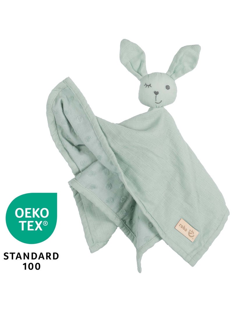 Peluche conejo en algodón orgánico certificado Oeko-Tex 'Roba lil planet' Verde agua - Kiabi