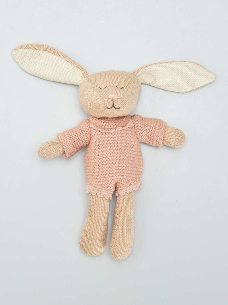 Peluche de conejo de punto rosa - Kiabi
