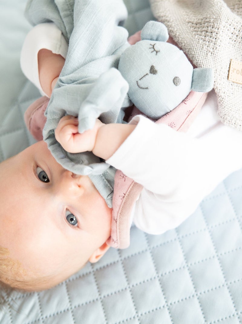 Peluche oso en algodón orgánico certificado Oeko-Tex 'Roba lil planet' Azul claro - Kiabi