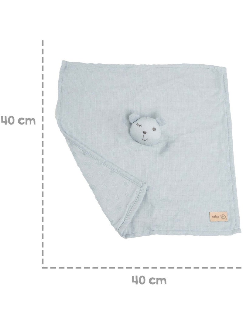 Peluche oso en algodón orgánico certificado Oeko-Tex 'Roba lil planet' Azul claro - Kiabi
