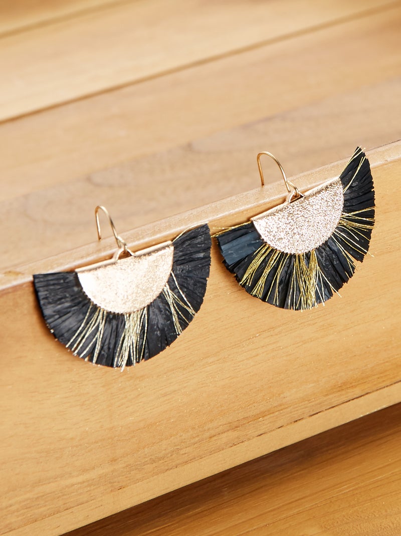Pendientes con flecos NEGRO - Kiabi