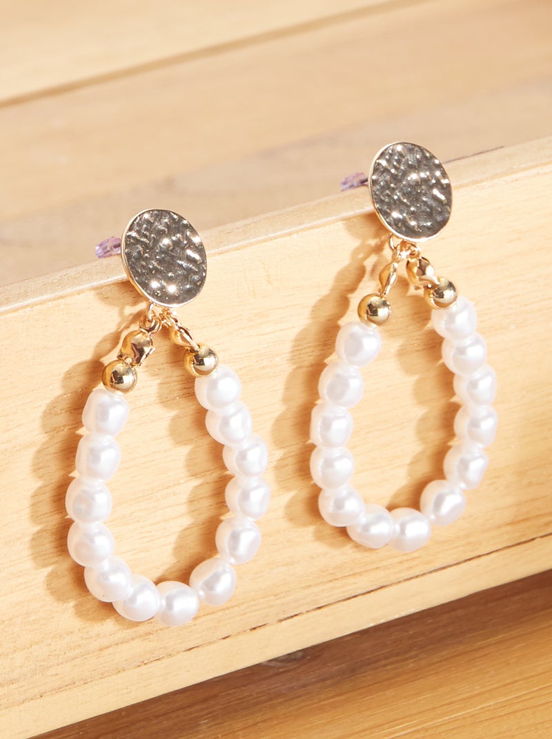 Pendientes con formas ovaladas blanco - Kiabi