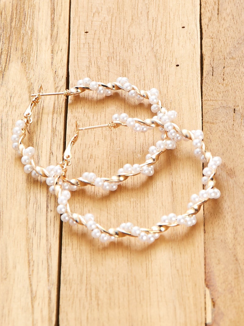 Pendientes de aro criollo con perlas BEIGE - Kiabi