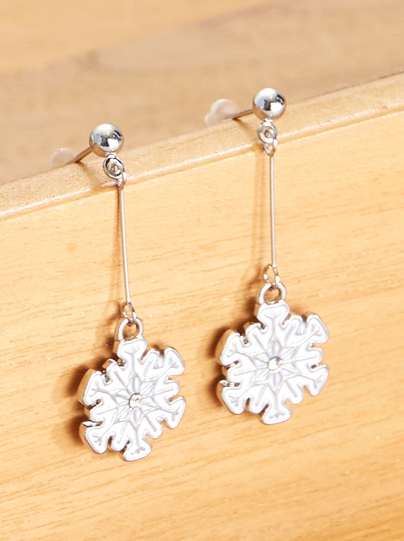Pendientes largos con forma de 'copo de nieve' BLANCO - Kiabi