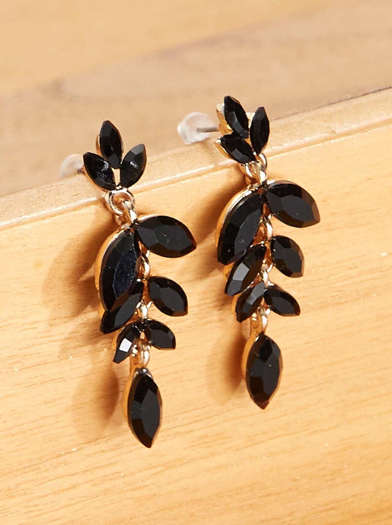 Pendientes largos con forma de 'hoja' NEGRO - Kiabi