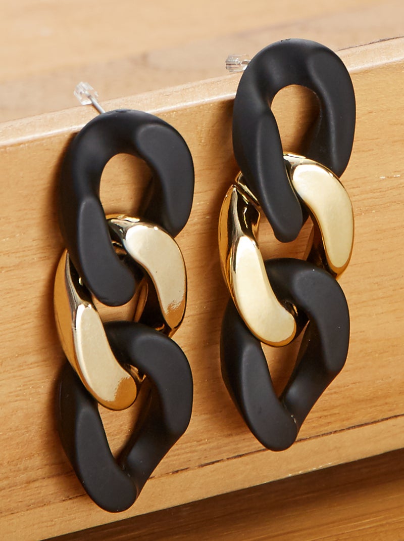 Pendientes largos negros negro/oro - Kiabi