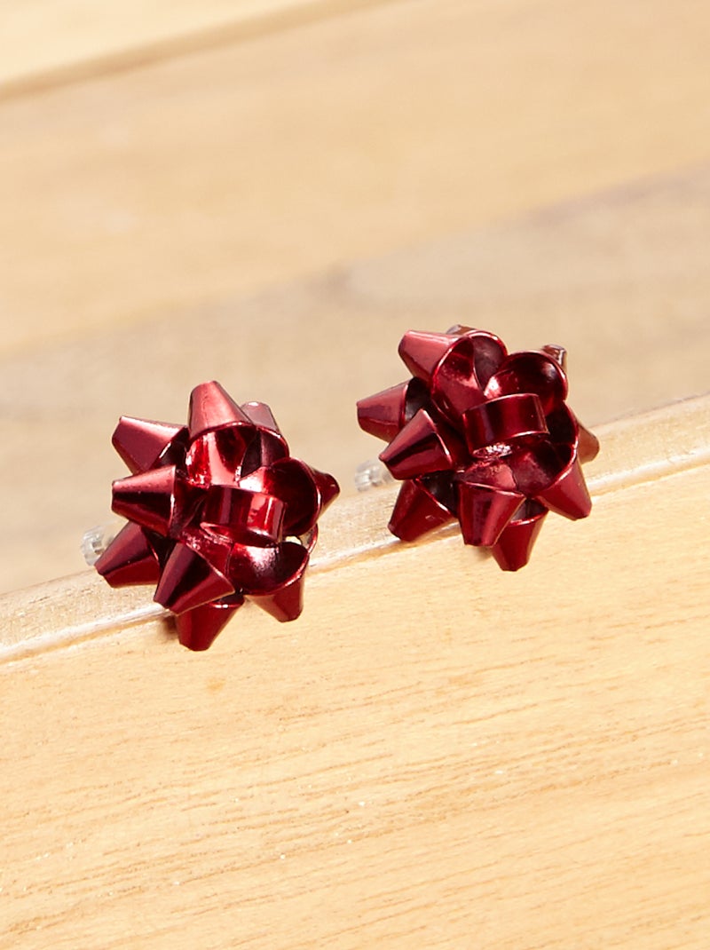 Pendientes 'lazo papel de regalo' rojo - Kiabi