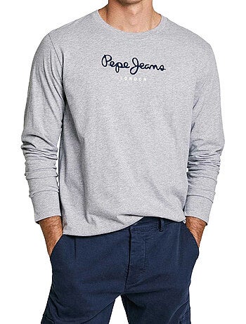 Pepe Jeans - Camiseta Diseño Logotipo de Manga Larga para Hombre