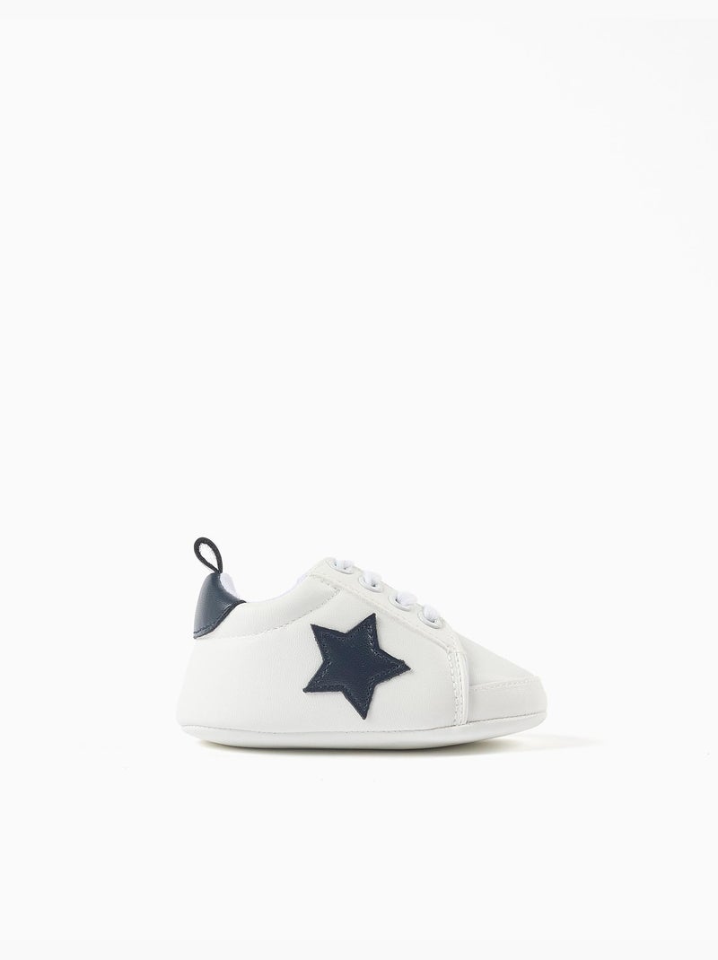 Pepitos con cordones y estrella bordada Blanco - Kiabi