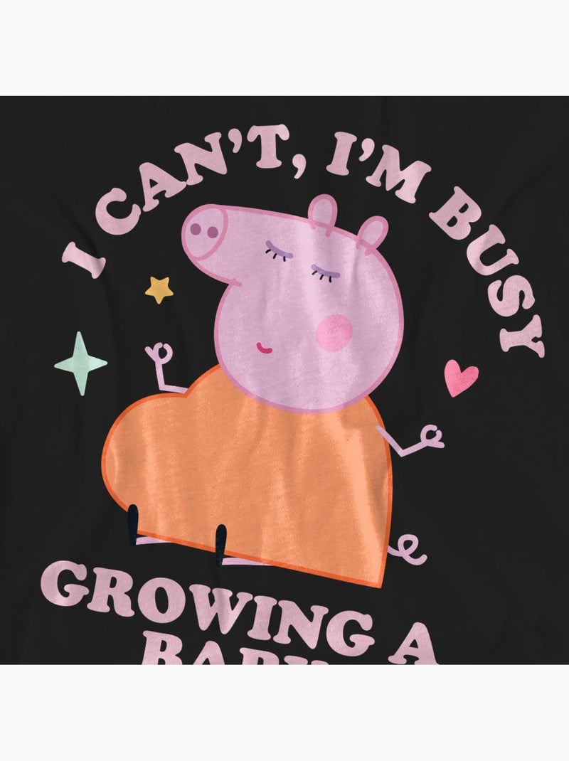 Peppa Pig - Camiseta Busy Growing A Baby de Mamá Pig para Adultos Unisex Negro - Kiabi