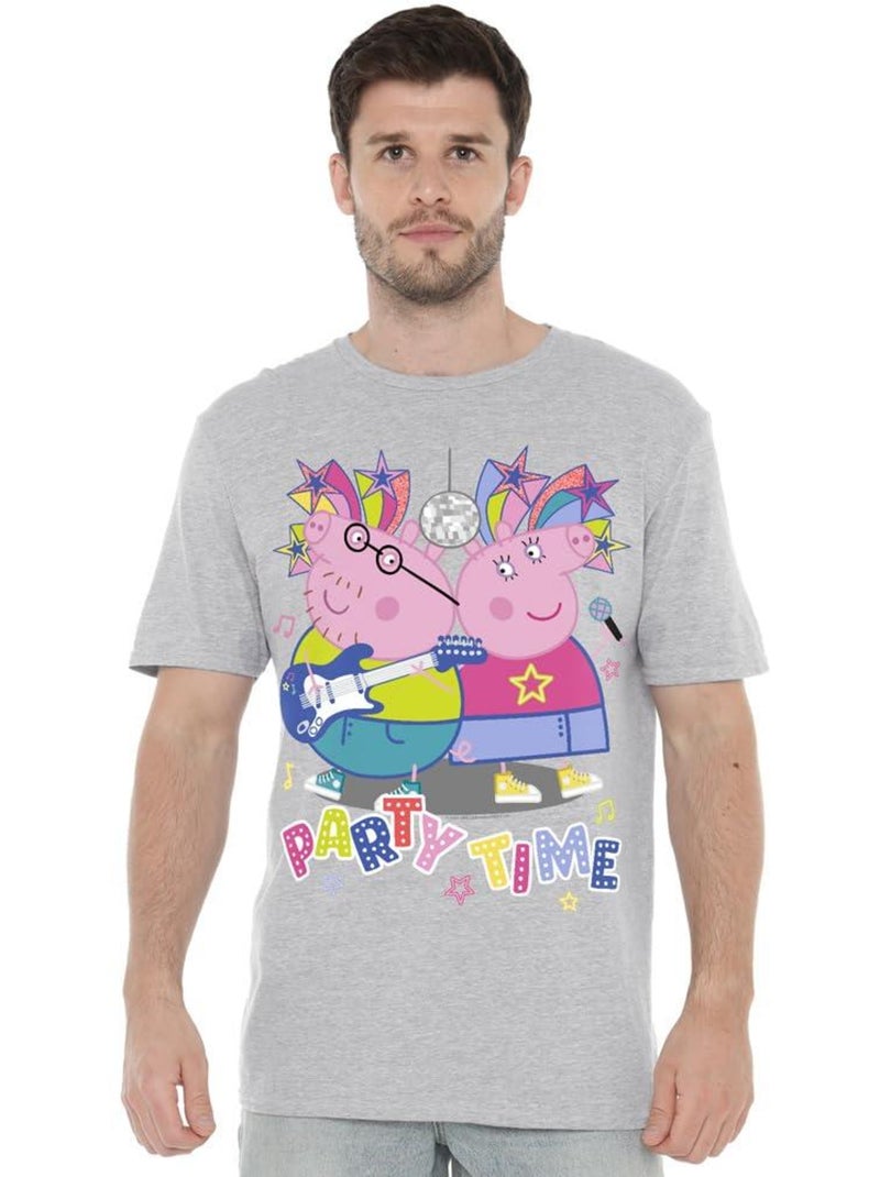 Peppa Pig - Camiseta Party Time de Mamá Pig Papá Pig para Hombre Gris jaspeado - Kiabi
