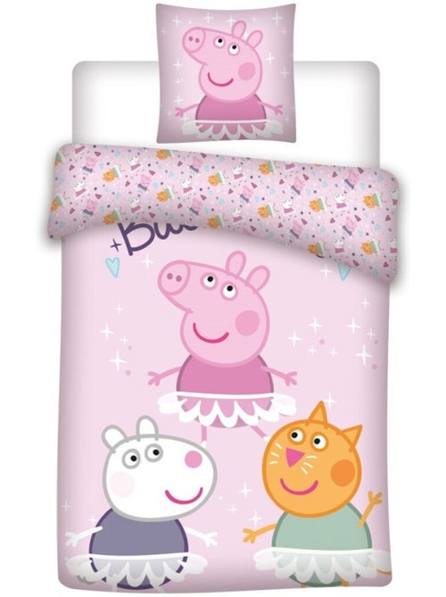 Peppa Pig, juego de sabanas infantil estampado reversible 100% algodón, BAILARINES - Kiabi Peppa Pig, juego de sabanas infantil estampado reversible 100% algodón, BAILARINES - Kiabi