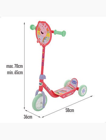 Peppa pig patinete 3 ruedas 58x36x65-70 cm máx. 20 kg + 2 años