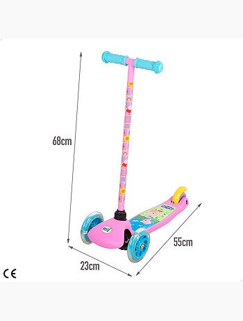 Peppa pig patinete 55x23x68 cm 3 ruedas máx. 20 kg con luces y freno