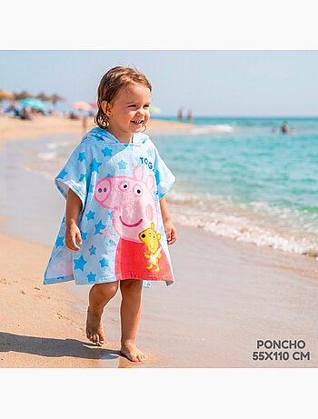 Peppa pig set cubo playa con accesorios mochila y poncho