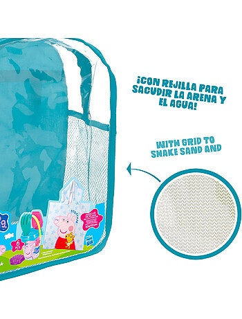 Peppa pig set cubo playa con accesorios mochila y poncho