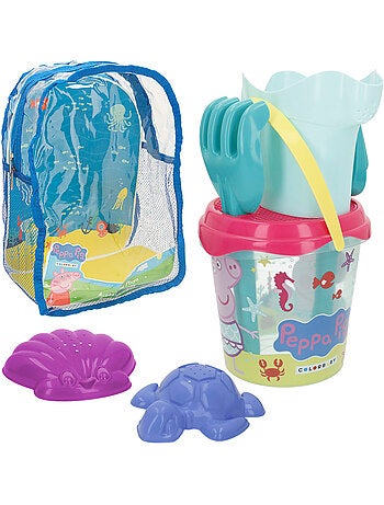 Peppa pig set cubo playa con accesorios y mochila transporte