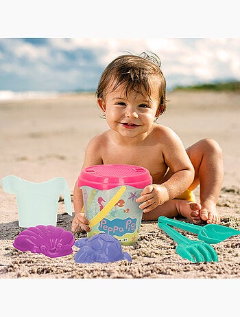 Peppa pig set cubo playa con accesorios y mochila transporte