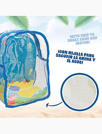Peppa pig set cubo playa con accesorios y mochila transporte