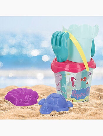 Peppa pig set cubo playa con accesorios y mochila transporte
