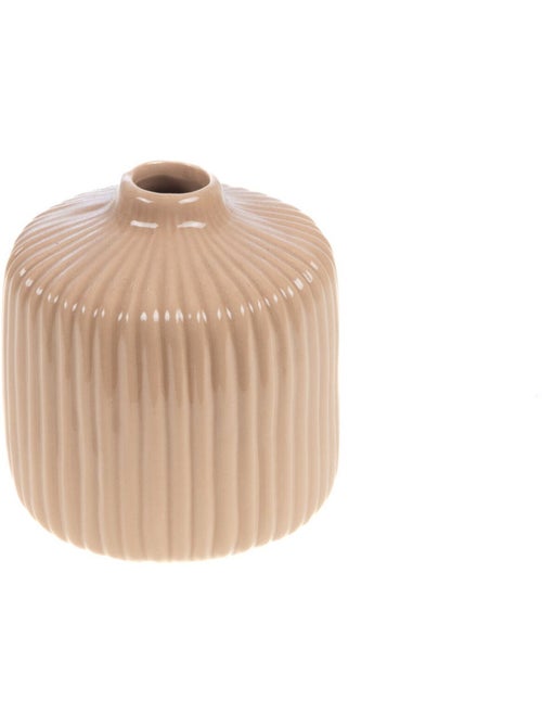Pequeño jarrón decorativo de cerámica acanalada. - Kiabi