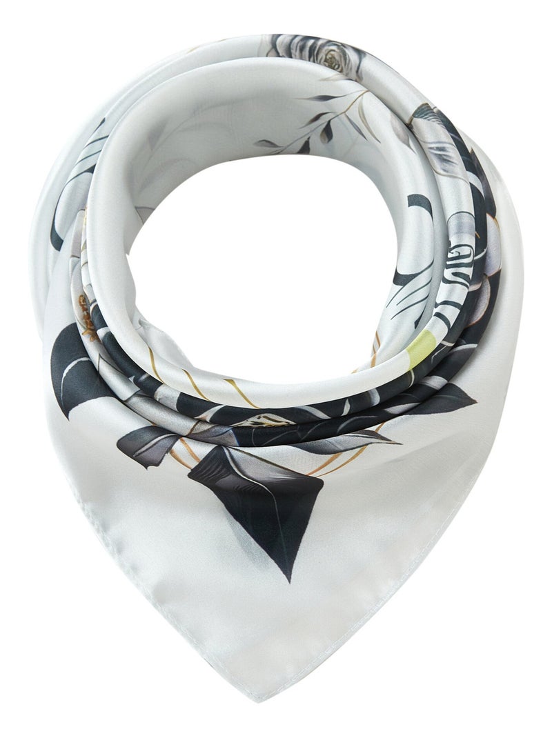 Pequeño Pañuelo de seda Black Roses Cléo Blanco - Kiabi