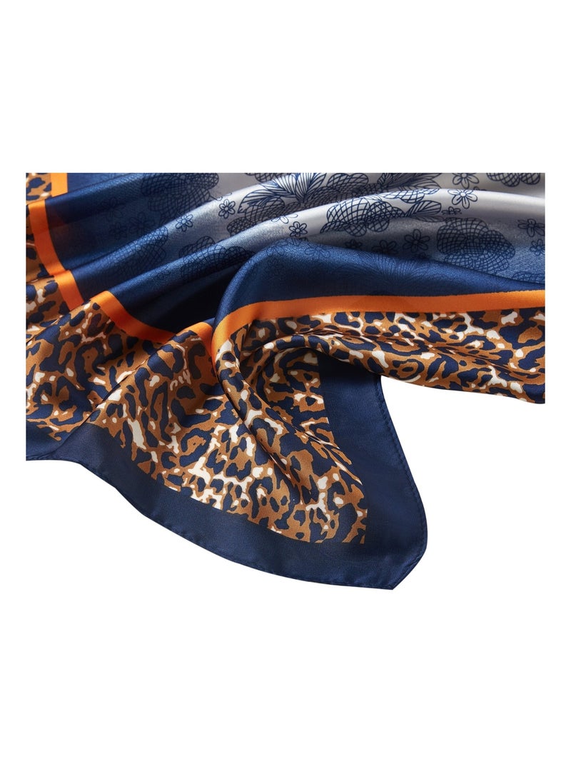 Pequeño Pañuelo de Seda Cheetah Cléo Azul - Kiabi