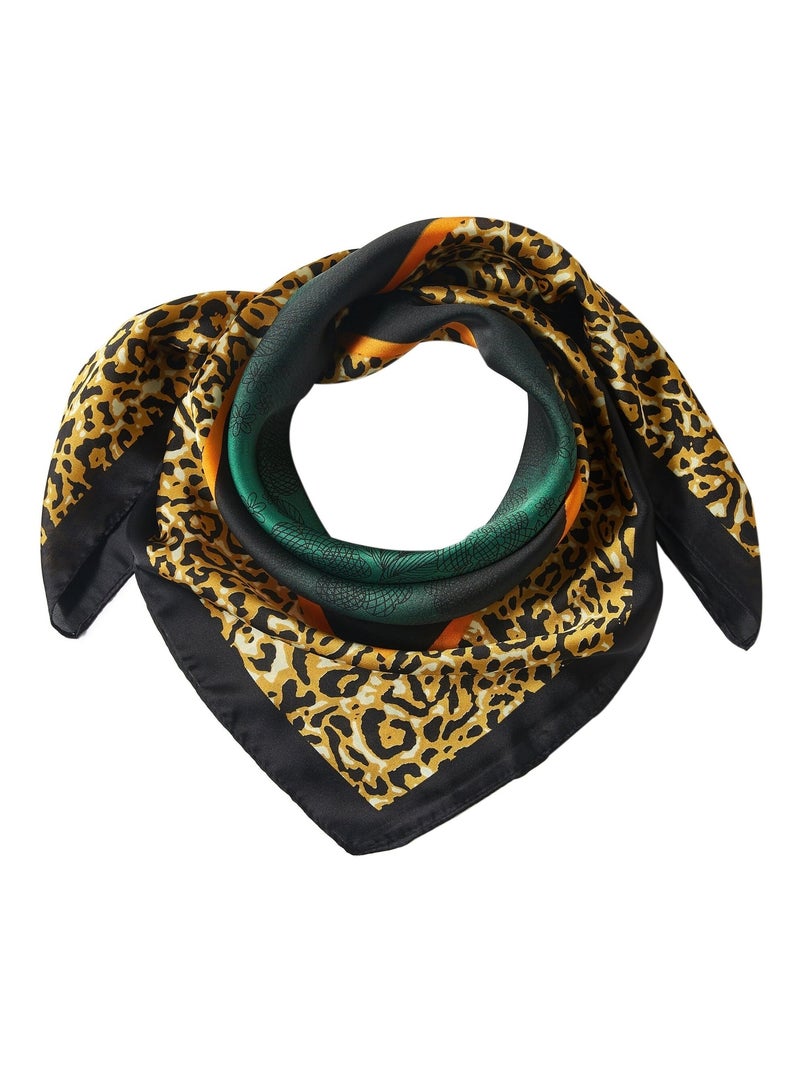 Pequeño Pañuelo de Seda Cheetah Cléo Verde - Kiabi