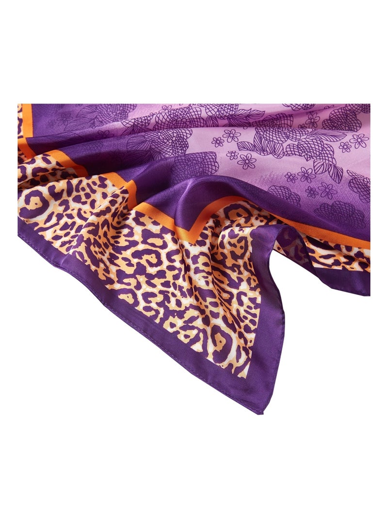 Pequeño Pañuelo de Seda Cheetah Cléo Violeta - Kiabi
