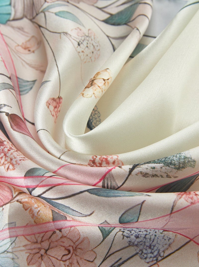 Pequeño Pañuelo de seda Minimalist Flowers Cléo Multicolor - Kiabi