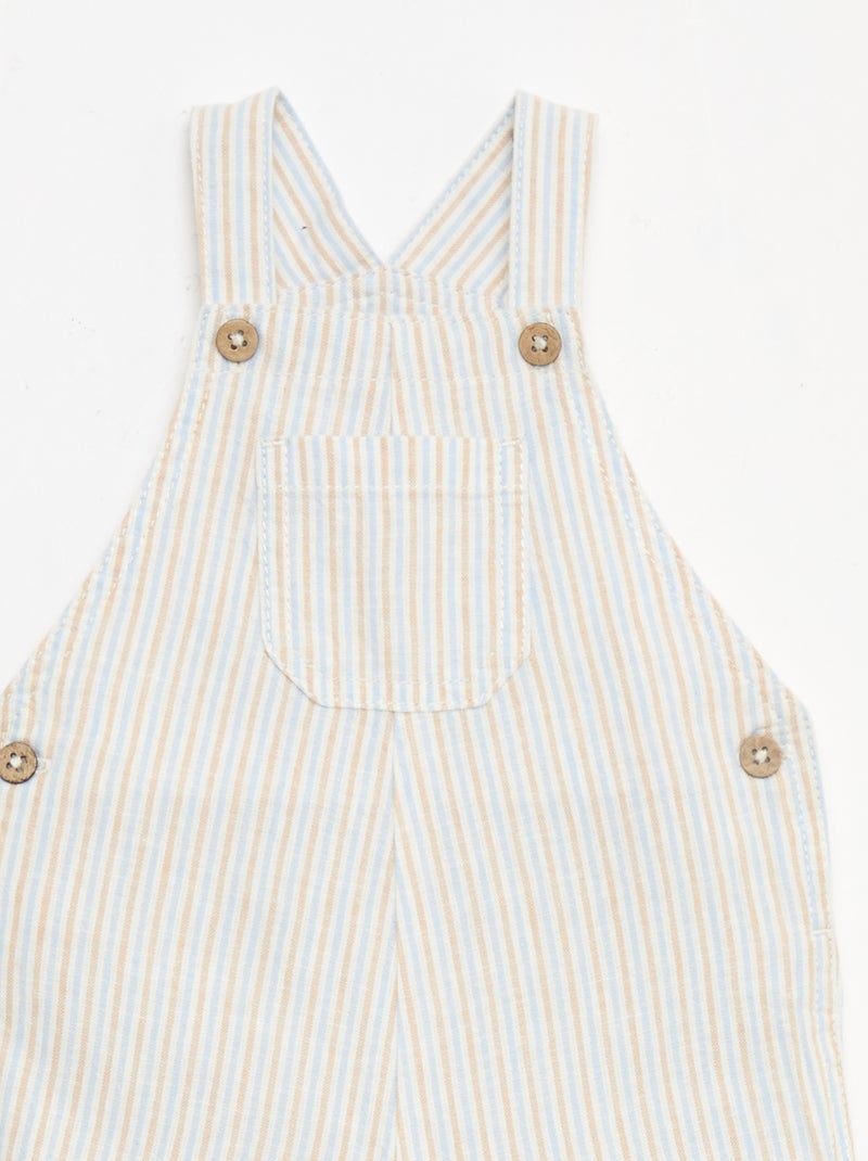 Peto corto de lino mezclado a rayas Beige - Kiabi