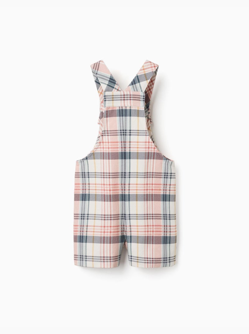 Peto corto de sarga con estampado a cuadros Blanco - Kiabi