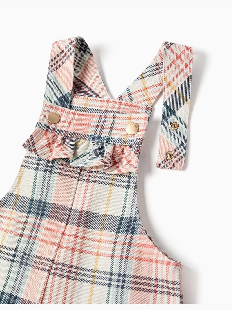 Peto corto de sarga con estampado a cuadros Blanco - Kiabi