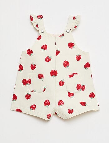 Peto corto de sarga con estampado de 'fresas'